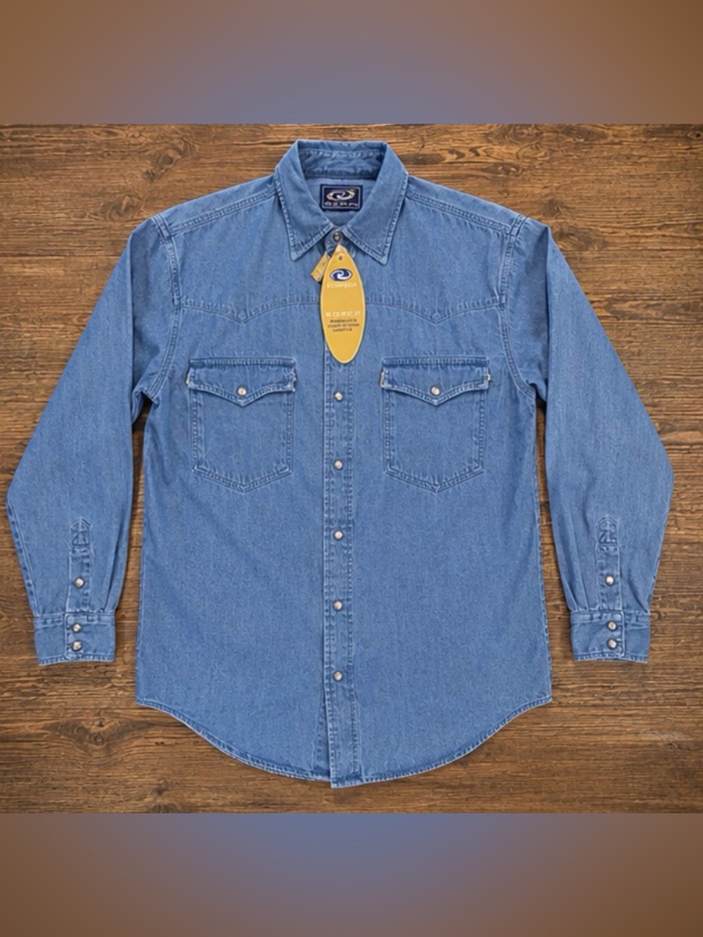 Vintage Roper Western Pearl Snap Shirt S NWT Deadstock Chambray Blue Cowboy NOS